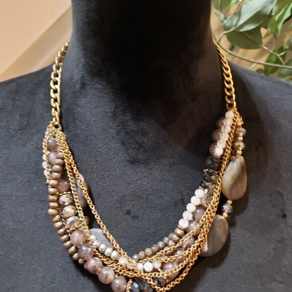 Womens Fashion Multicolor Beads Multi Strand Collar Necklace with Lobster Clasp - Picture 2 of 6